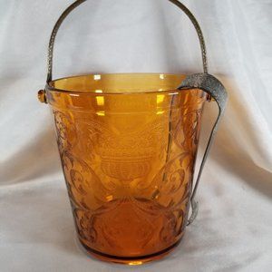 Vintage Cambridge Amber Urn Etch 710 Glass Ice Bucket